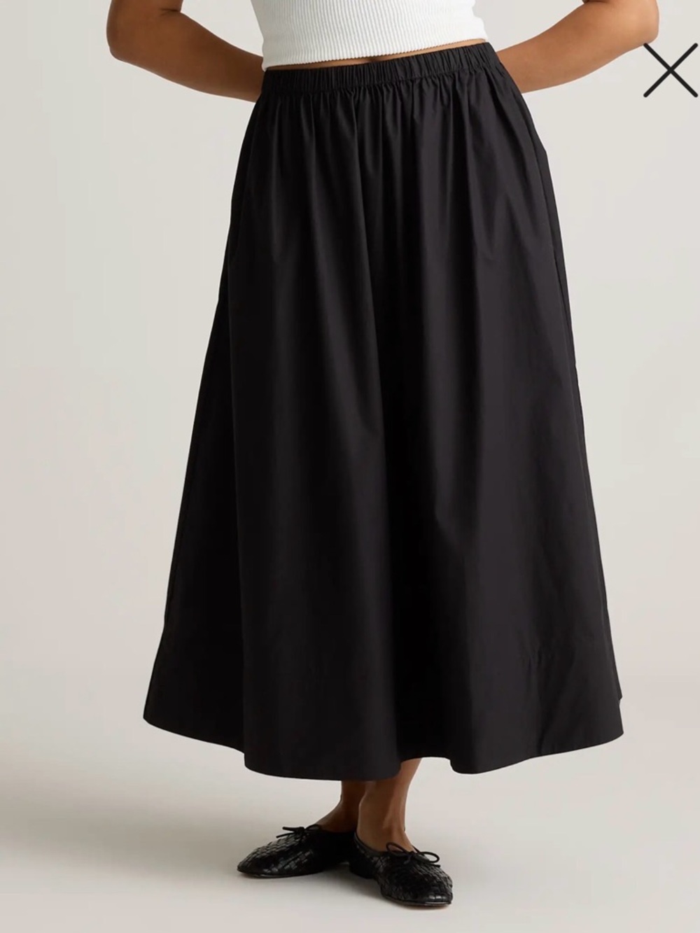Quince Black A-Line Elastic-Waist Maxi Skirt